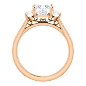 CZ Wedding Set, featuring The Tess engagement ring (Customizable Princess Cut Trellis-Enhanced Bridge Setting with Semi-Pavé Band)