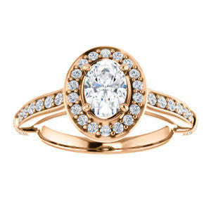 Cubic Zirconia Engagement Ring- The Susie Pat (Customizable Cathedral-set Oval Cut with Halo, Pavé and Horizontal Band Accents)