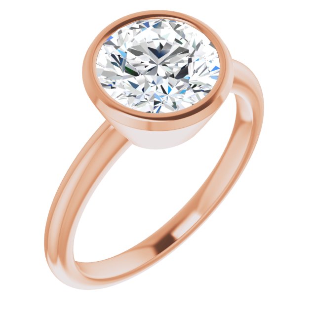14K Rose Gold Customizable Bezel-set Round Cut Solitaire with Thin Band