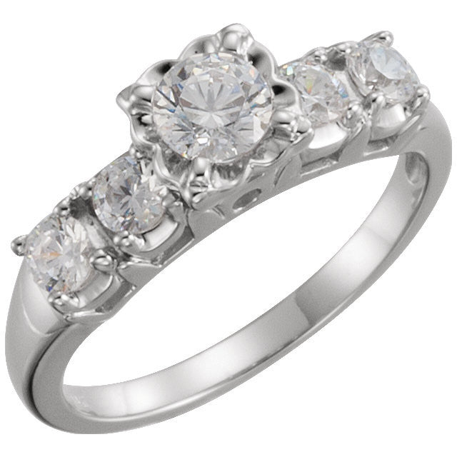 Cubic Zirconia Engagement Ring- The Lyssa (Customizable 5-stone)