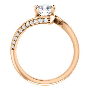 Cubic Zirconia Engagement Ring- The Nicola (Customizable Cushion Cut Style with Twisting Bypass Band featuring Inset Pavé Accents)