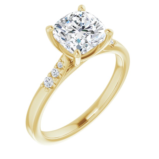 Cubic Zirconia Engagement Ring- The Kayla Love (Customizable 7-stone Cushion Cut Cathedral Style with Triple Graduated Round Cut Side Stones)