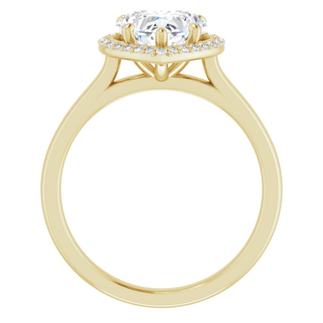 Cubic Zirconia Engagement Ring- The Amber (Customizable Halo-Styled Cathedral Heart Cut Design)