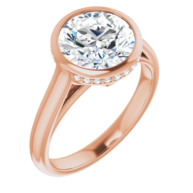 14K Rose Gold Customizable Round Cut Semi-Solitaire with Under-Halo and Peekaboo Cluster