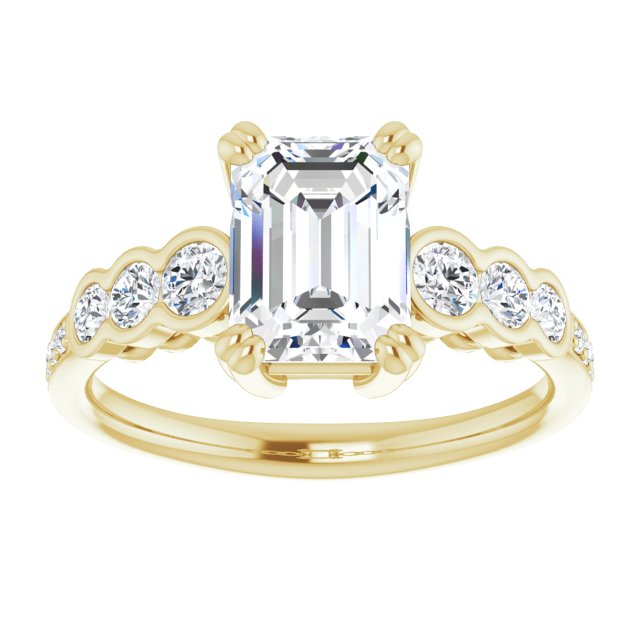 Cubic Zirconia Engagement Ring- The Jeanna (Customizable Radiant Cut 7-stone Style Enhanced with Bezel Accents and Shared Prong Band)