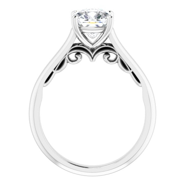 Cubic Zirconia Engagement Ring- The Adelaide (Customizable Cushion Cut Cathedral Solitaire with Two-Tone Option Decorative Trellis 'Down Under')