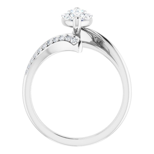 Cubic Zirconia Engagement Ring- The Cassy Anya (Customizable Marquise Cut Style with Artisan Bypass and Shared Prong Band)
