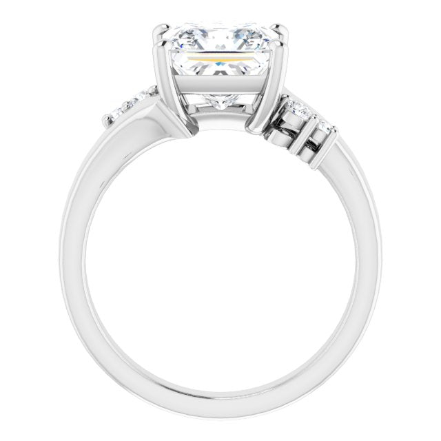 Cubic Zirconia Engagement Ring- The Inez (Customizable 5-stone Princess/Square Cut Style featuring Artisan Bypass)
