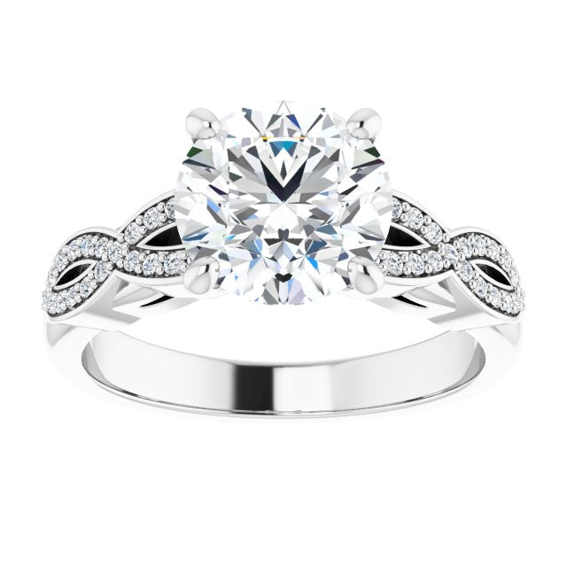 Cubic Zirconia Engagement Ring- The Lakiesha (Customizable Round Cut Design featuring Infinity Pavé Band and Round-Bezel Peekaboos)