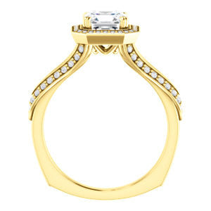 Cubic Zirconia Engagement Ring- The Loren (Customizable Asscher Cut Halo Design featuring Three-sided Twisting Pavé Split Band)