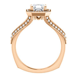Cubic Zirconia Engagement Ring- The Loren (Customizable Asscher Cut Halo Design featuring Three-sided Twisting Pavé Split Band)