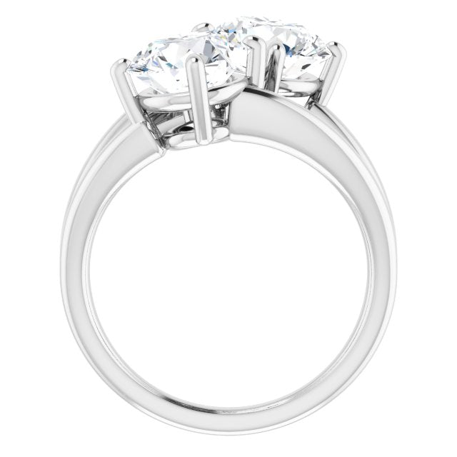 Cubic Zirconia Engagement Ring- The Melaine (Customizable Two Stone Double Round Cut Design with Split Bypass Band)