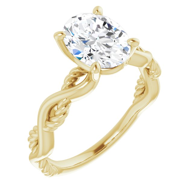 10K Yellow Gold Customizable Oval Cut Solitaire with Twisting Split Band