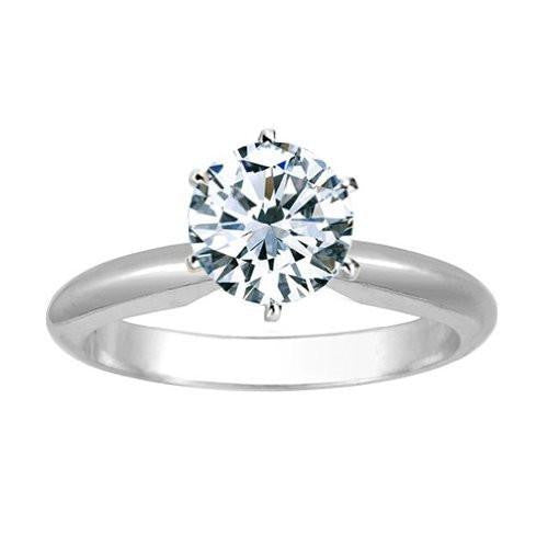 *Clearance* Cubic Zirconia Engagement Ring- The Christin (2.0 Carat 6-prong Classic Round Solitaire in 14K White Gold)