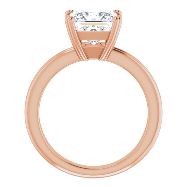 Cubic Zirconia Engagement Ring- The Evie (Customizable Princess/Square Cut Solitaire with Grooved Band)