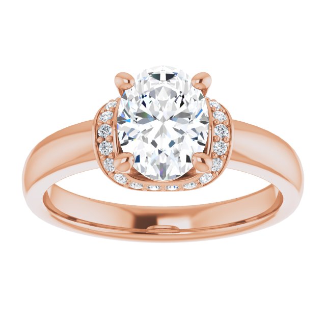 Cubic Zirconia Engagement Ring- The Jennifer Elena (Customizable Oval Cut Style featuring Saddle-shaped Under Halo)