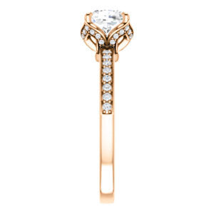 Cubic Zirconia Engagement Ring- The Sandy (Customizable Prong-Accented Cushion Cut Style with Thin Pavé Band)