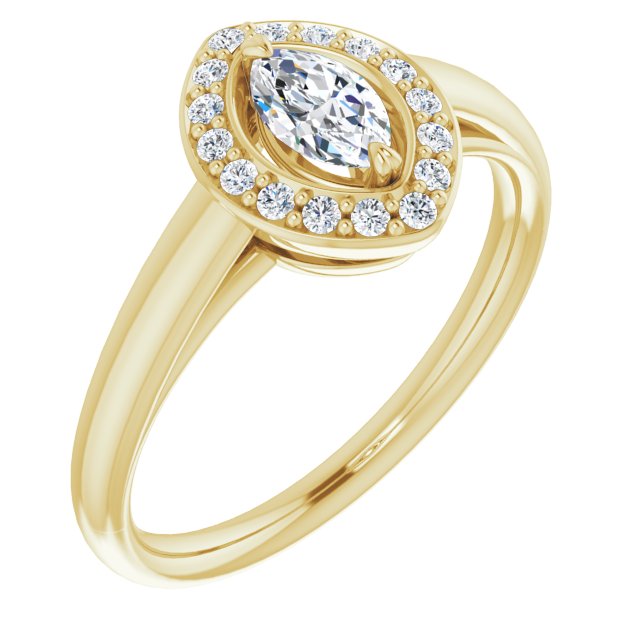 10K Yellow Gold Customizable Marquise Cut Design with Loose Halo