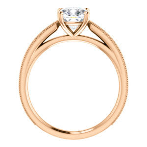 Cubic Zirconia Engagement Ring- The Brooklynn (Customizable Cushion Cut with Cathedral Setting and Milgrained Pavé Band)