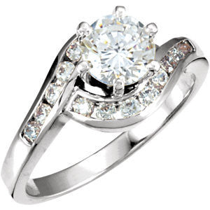 Cubic Zirconia Engagement Ring- The Porsche (Customizable Bypass Band with Round Channel Accents)