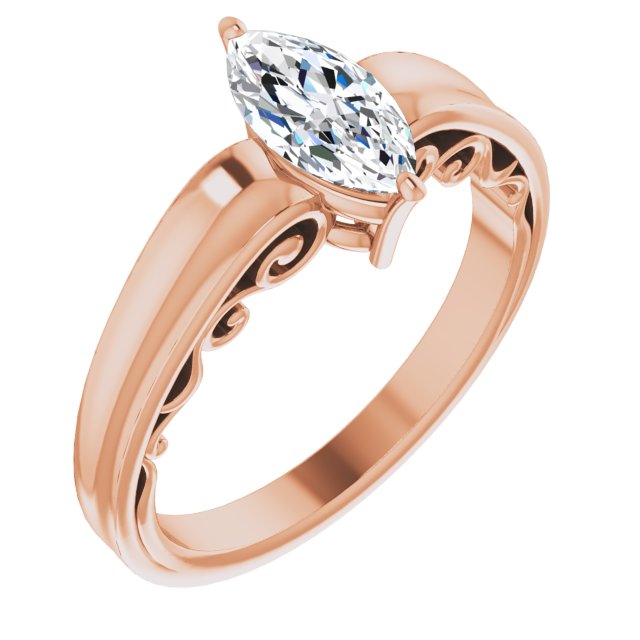 10K Rose Gold Customizable Marquise Cut Solitaire