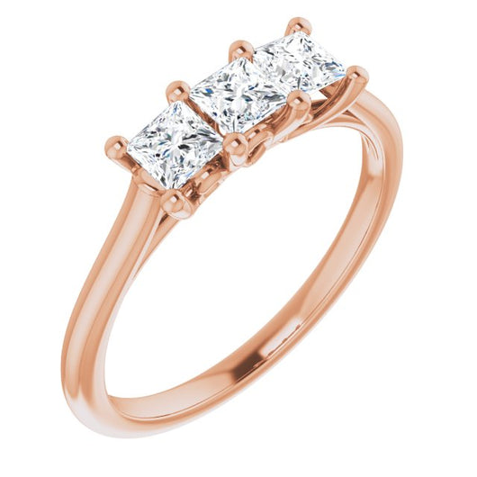 10K Rose Gold Customizable Triple Princess/Square Cut Design with Thin Band