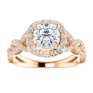 Cubic Zirconia Engagement Ring- The Benita (Customizable Cushion Cut with Infinity Split-band Pavé and Halo)