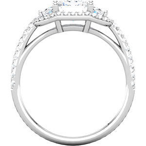 Cubic Zirconia Engagement Ring- The Galadriel (1.4 Carat Princess or Asscher with Accented Band)