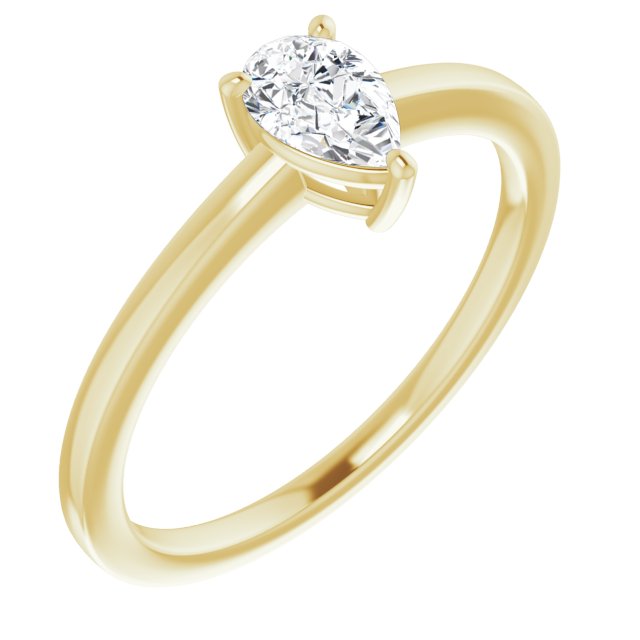 10K Yellow Gold Customizable Bowl-Prongs Pear Cut Solitaire with Thin Band