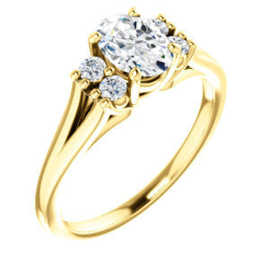 Cubic Zirconia Engagement Ring- The Bianca (Customizable 5-stone Cluster Style with Oval Cut Center)