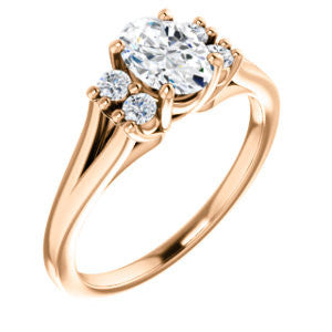 Cubic Zirconia Engagement Ring- The Bianca (Customizable 5-stone Cluster Style with Oval Cut Center)