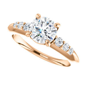 Cubic Zirconia Engagement Ring- The Karyn Nya (Customizable 7-stone Round Cut style with Tapered Band & Round Prong-set Accents)