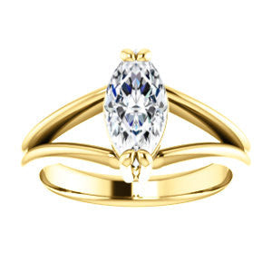 Cubic Zirconia Engagement Ring- The Reese (Customizable Marquise Cut Solitaire with Grooved Band)