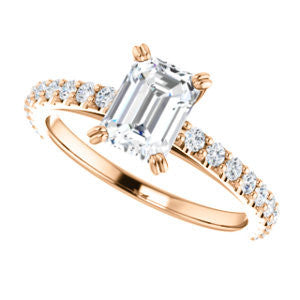 Cubic Zirconia Engagement Ring- The Marianne (Customizable Cathedral-set Emerald Cut Style with Thin Pavé Band)