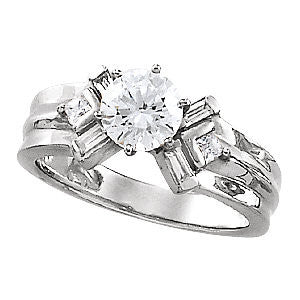Cubic Zirconia Engagement Ring- The Alanna (Customizable 7-stone with Angled Princess and Baguette Accents)