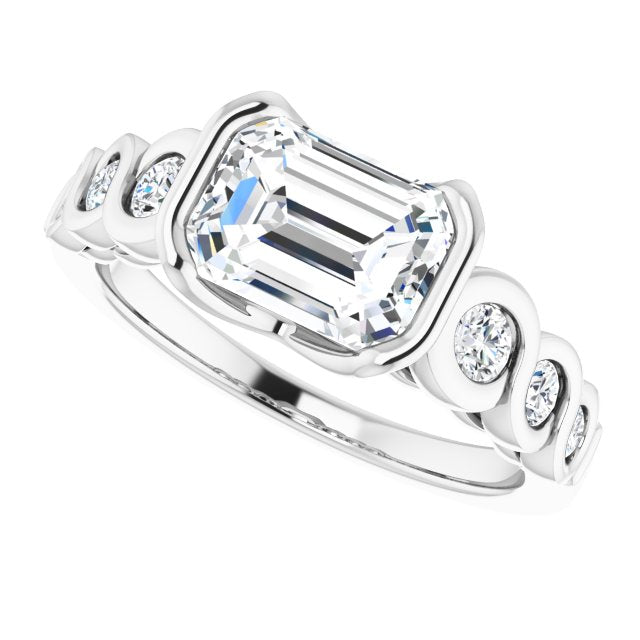 Cubic Zirconia Engagement Ring- The Destiny (Customizable 7-stone Radiant Cut Design with Interlocking Infinity Band)