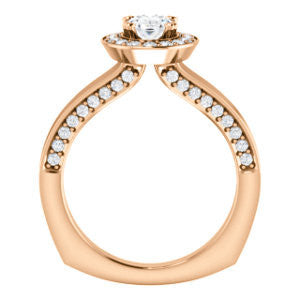 Cubic Zirconia Engagement Ring- The Jocelyn (Customizable Halo-Enhanced Oval Cut featuring 3-side Accented Split-Band)
