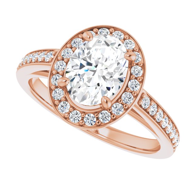 Cubic Zirconia Engagement Ring- The Farrah Michelle (Customizable Oval Cut Style with Halo and Sculptural Trellis)