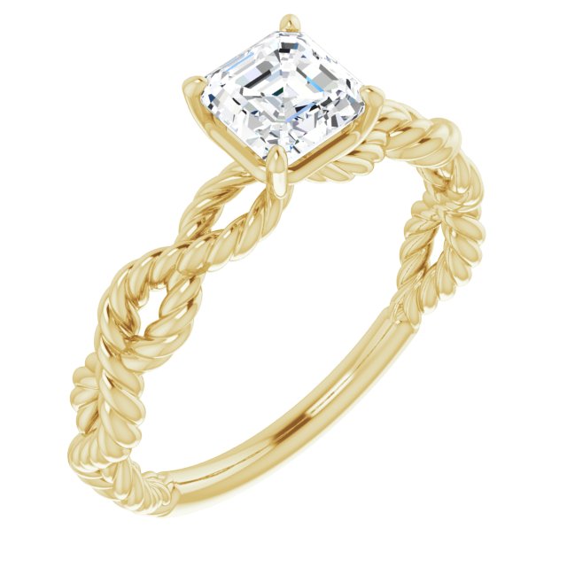 10K Yellow Gold Customizable Asscher Cut Solitaire with Infinity-inspired Twisting-Rope Split Band