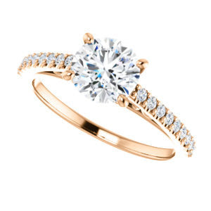 Cubic Zirconia Engagement Ring- The Kiana (Customizable Round Cut Design with Decorative Cathedral Trellis and Thin Pavé Band)