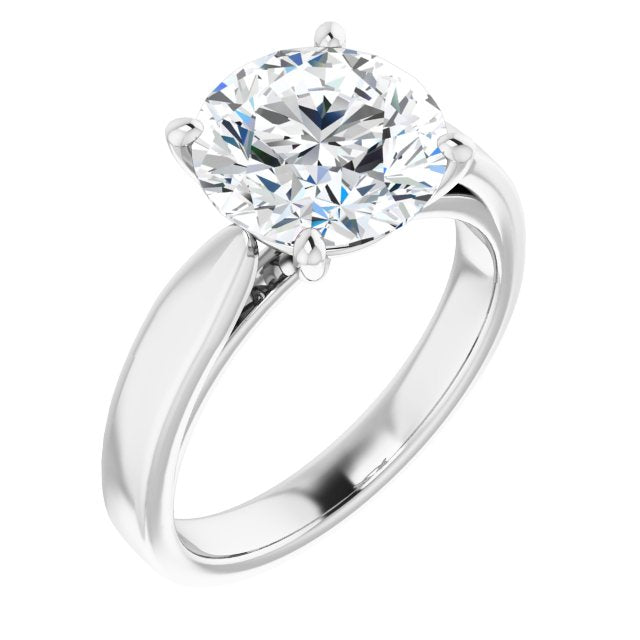 10K White Gold Customizable Round Cut Cathedral Solitaire with Wide Tapered Band