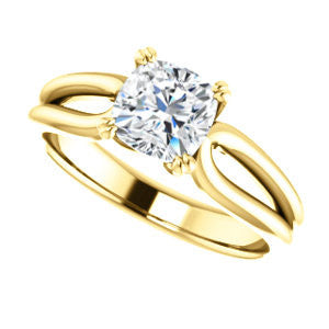 Cubic Zirconia Engagement Ring- The Jan (Customizable Cushion Cut Thick-Split Band Solitaire)