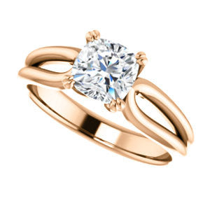 Cubic Zirconia Engagement Ring- The Jan (Customizable Cushion Cut Thick-Split Band Solitaire)