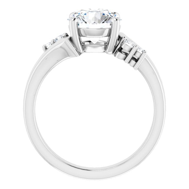 Cubic Zirconia Engagement Ring- The Inez (Customizable 5-stone Round Cut Style featuring Artisan Bypass)