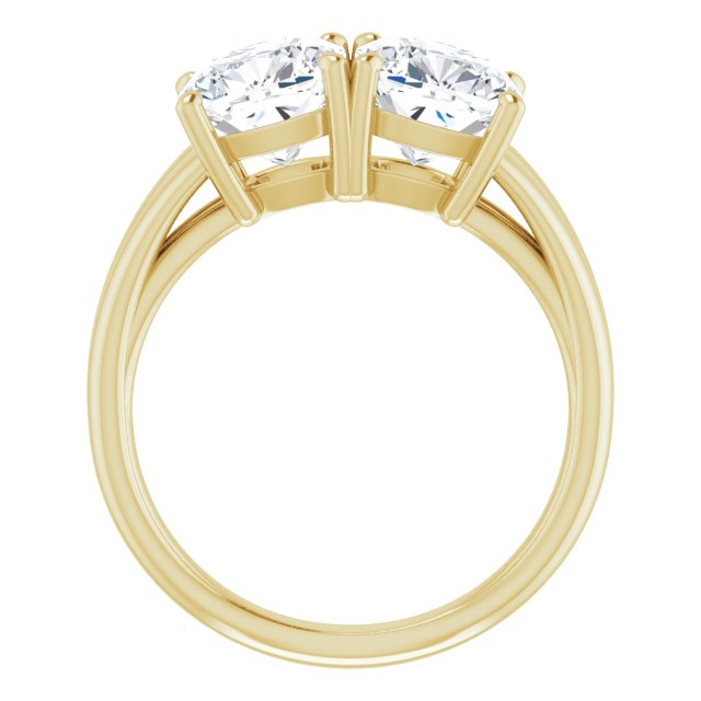 Cubic Zirconia Engagement Ring- The Janice (Customizable Two-Stone Cushion Cut with Split Band)