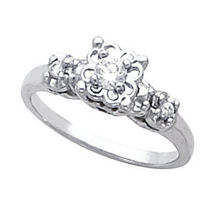 Cubic Zirconia Engagement Ring- The Deedee (0.21 Carat 3-stone Round Vintage Design)