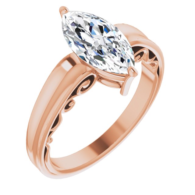 Cubic Zirconia Engagement Ring- The Aliyah Rose (Customizable Marquise Cut Solitaire)