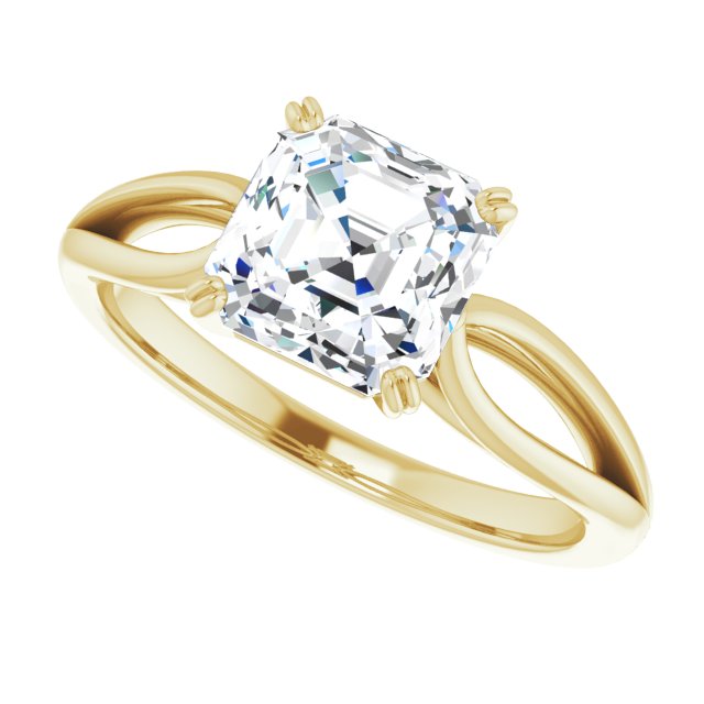 Cubic Zirconia Engagement Ring- The Gayle (Customizable Asscher Cut Solitaire with Wide-Split Band)