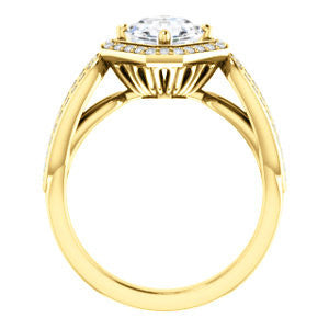 Cubic Zirconia Engagement Ring- The Jordyn Elitza (Customizable Halo-Style Asscher Cut with Twisting Pavé Split-Shank)