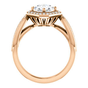 Cubic Zirconia Engagement Ring- The Jordyn Elitza (Customizable Halo-Style Asscher Cut with Twisting Pavé Split-Shank)